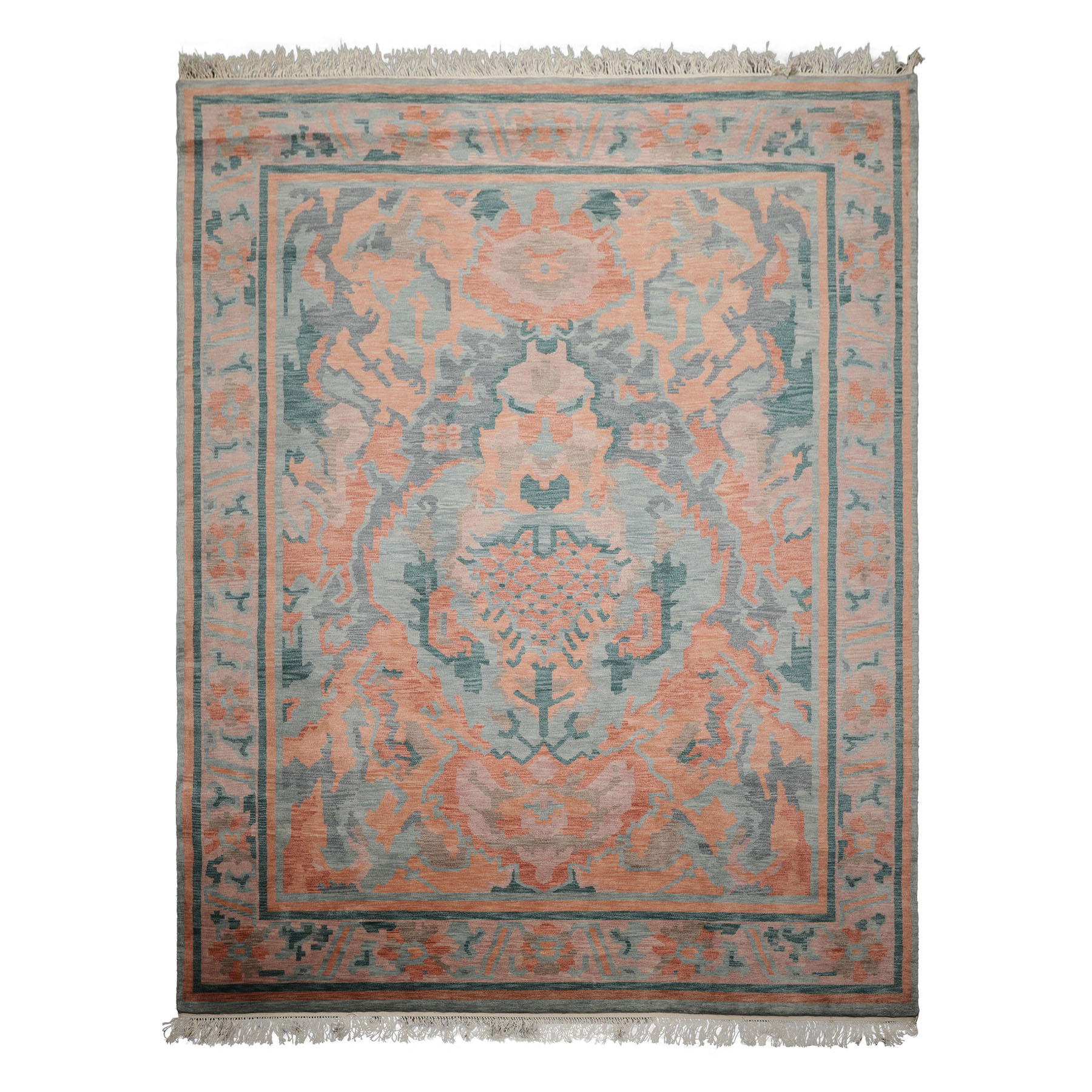 Pande Cameron 9×12 Hand Knotted Wool Aqua Tibetan Plush Pile Rug