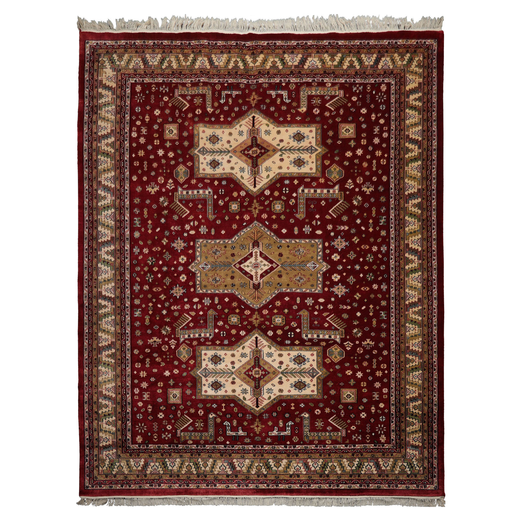 9×11’9” Hand Knotted New Zewland Wool Burgundy Shirvaan Silky Sheen Rug