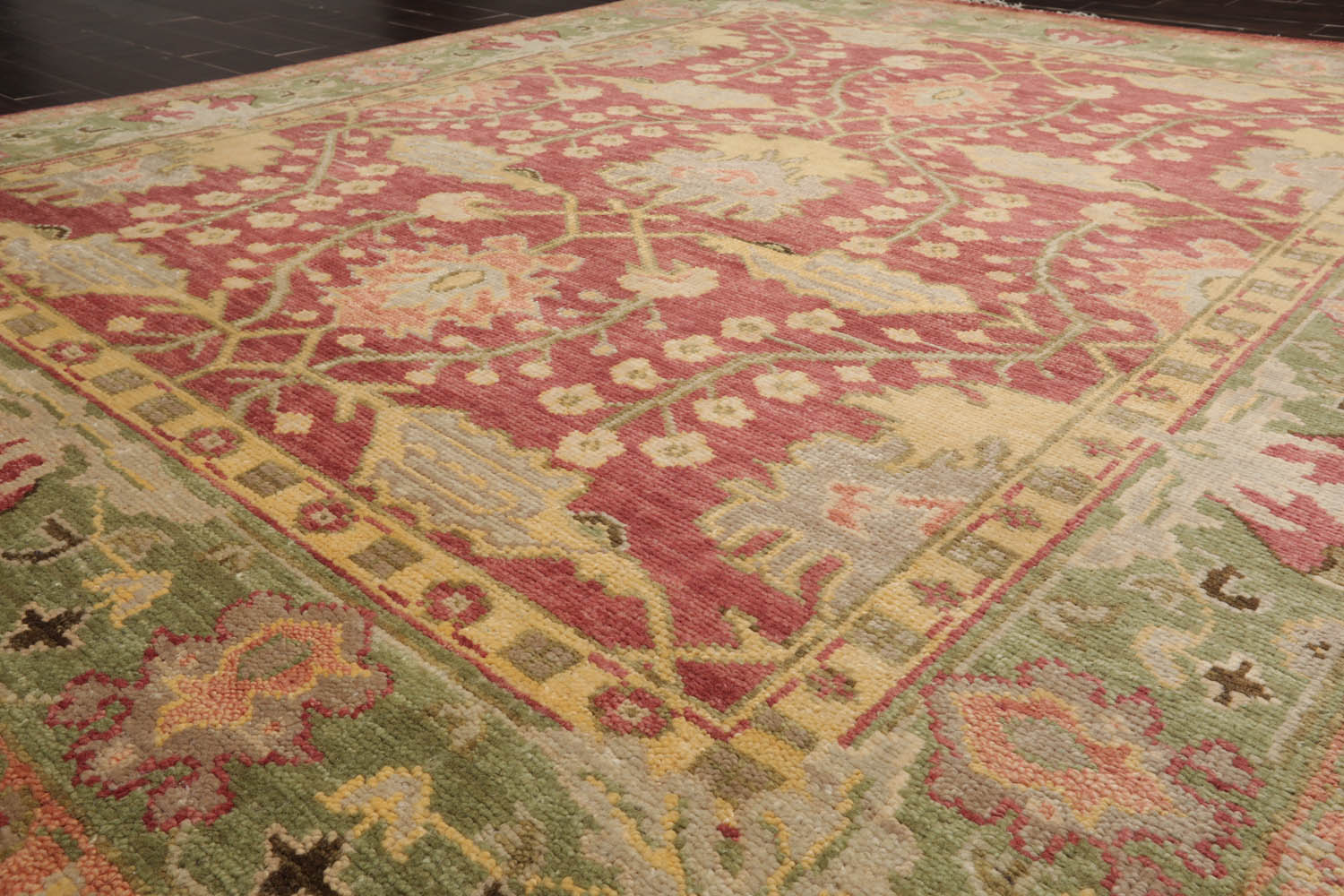 Multi Size Hand Knotted Oushak Wool William Morris Area Rug Raspberry - Picture 20 of 69